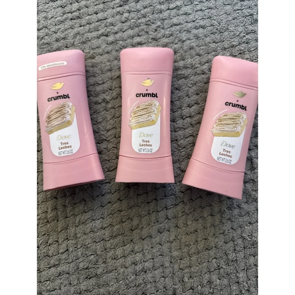 Lot 3 Dove x Crumbl Tres Leches 72h Aluminum Free Deodorant 2.6 oz Limited Ed